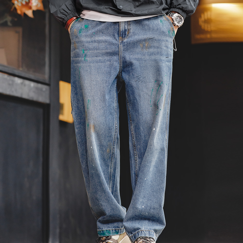 Levis Jeans 501 - Maden Hellblaue Graffiti-Jeans mit Splash-Ink-Tinte für
